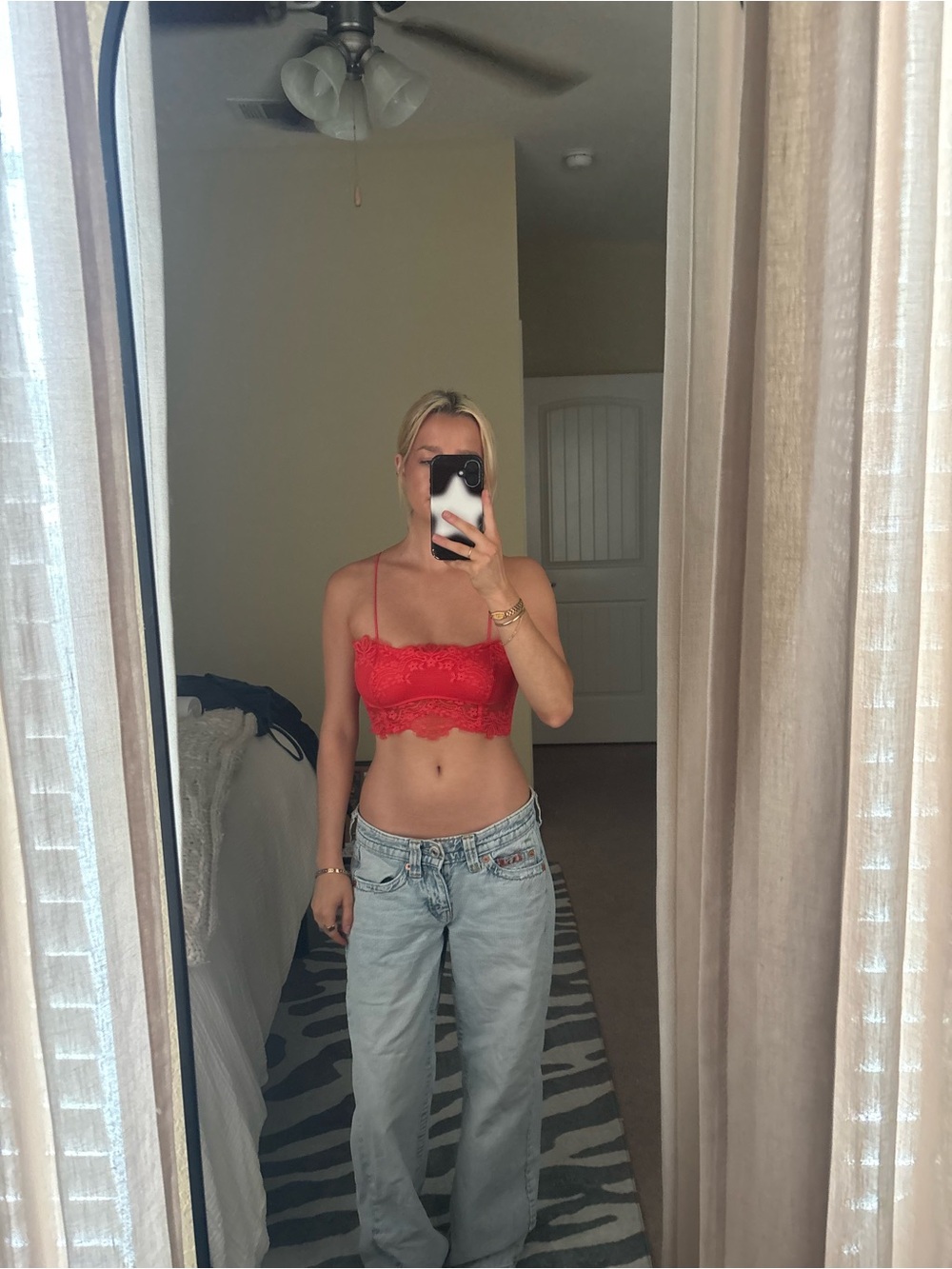 Free People Red Lace Bralette Camisole